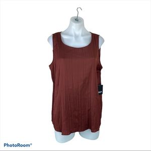 NWT Simply Vera Tank Crinkle Split-Back Blouse in Rust  [158]